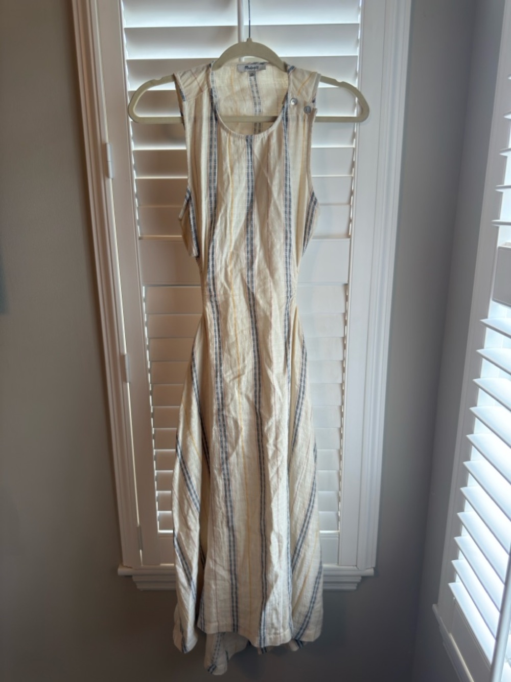 Madewell Cream Maxi Dress with Navy & Tan Stripes